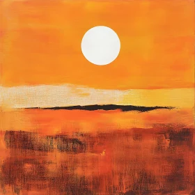 Minimalist Orange Landscape with Moon