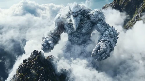 Colossal Monster Above Mountain Peaks