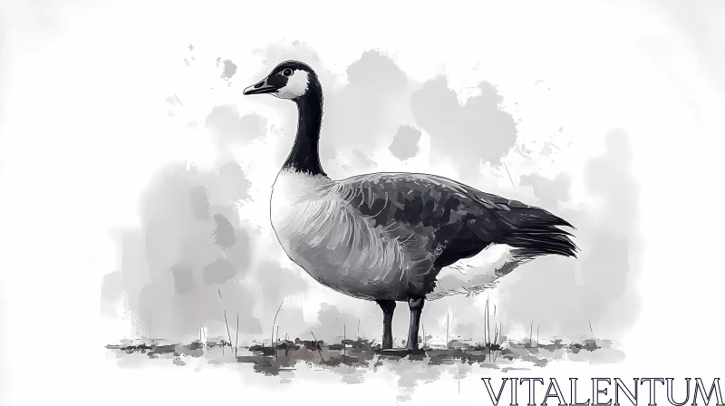 Black and White Goose Art AI Image