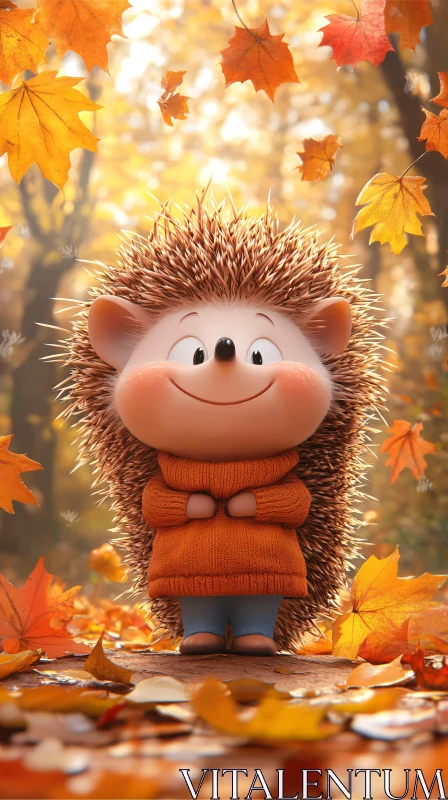 Charming Hedgehog Amidst Fall Leaves