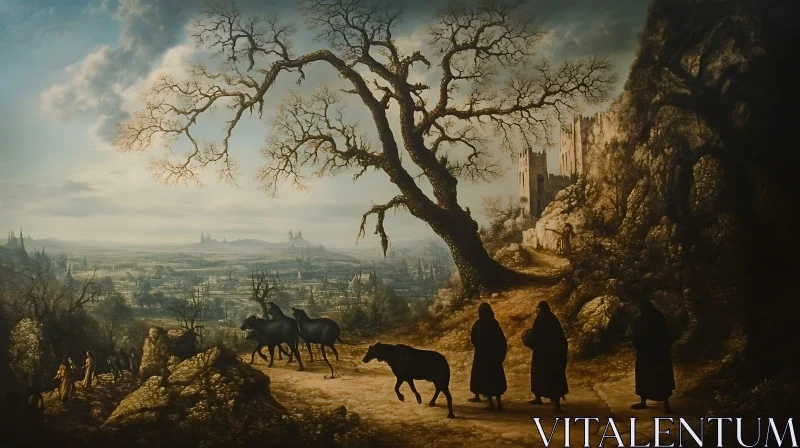 Procession of Monks in a Gloomy Landscape