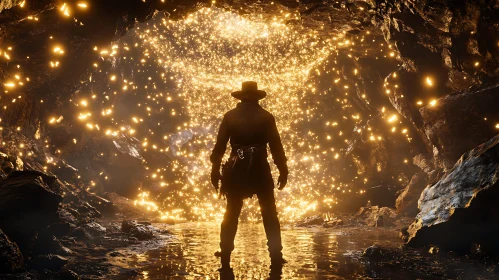 Man in Glowing Cave