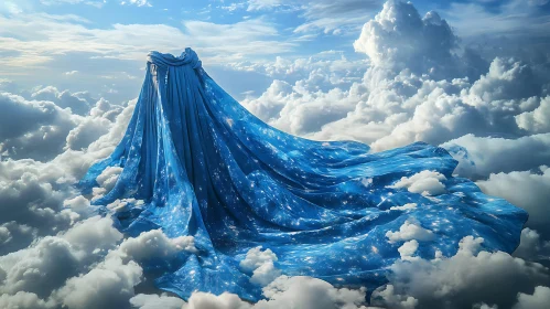 Floating Blue Fabric in Sky