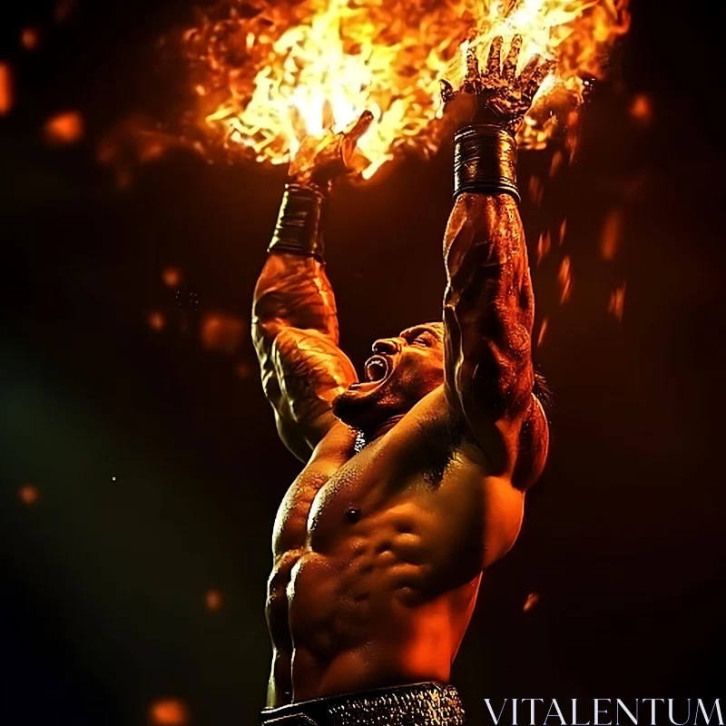 Man Holding Fire Art