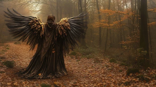 Winged Figure in the Misty Woods