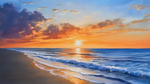 Coastal Sunset Serenity with Gentle Waves