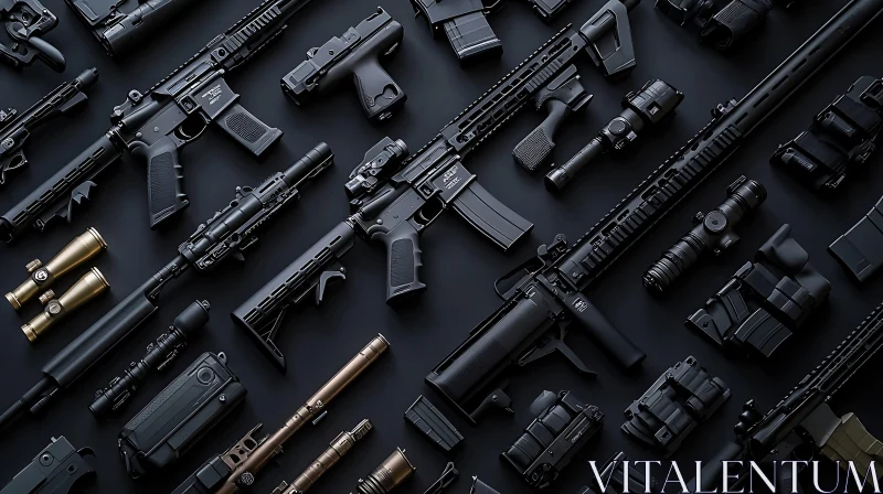 Black Weapons on Dark Background