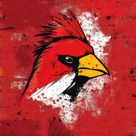 Red Cardinal Bird Head Painting