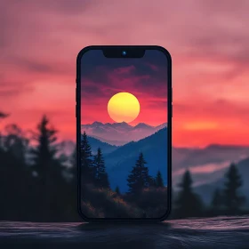 Mountain Sunset on Mobile Display