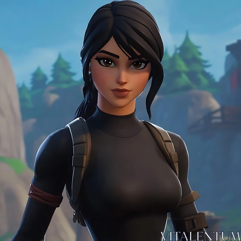 Female Game Character Close-Up