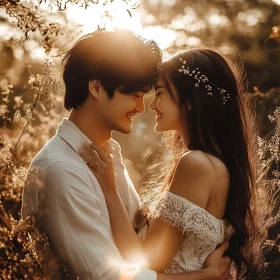 Golden Hour Embrace: A Couple's Affection