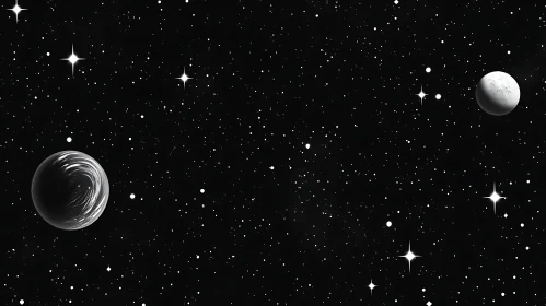 Celestial Planets and Stars Art