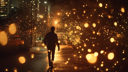 Silhouette Stroll in Urban Illumination