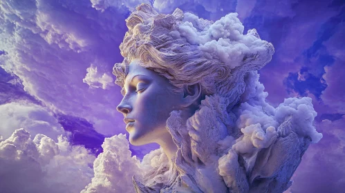 Dreamy Sculpture in Violet Sky