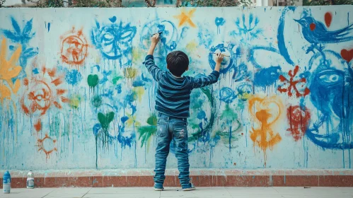 Creative Child Painting Street Art