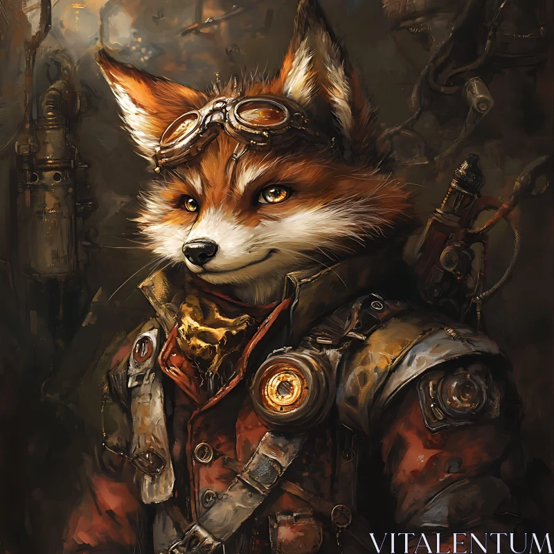 Fox in Steampunk Outfit AI Image