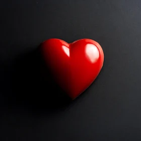 Glossy Red Heart on Dark Backdrop