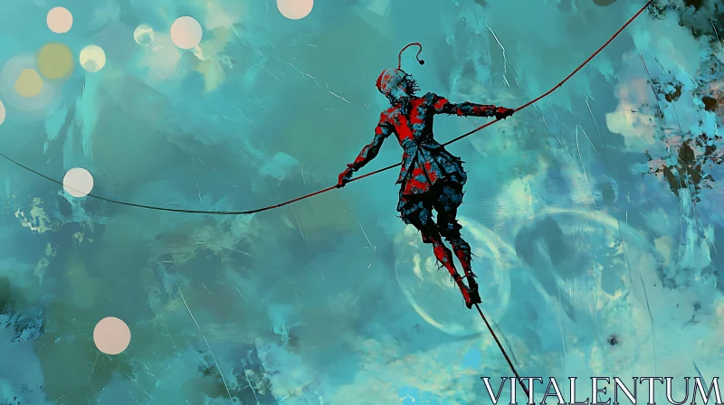 Figure on Tightrope - Abstract Art AI Image