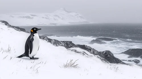 Winter Harmony: Penguin and Sea