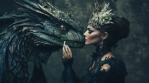 Fantasy Portrait: Woman and Dragon Bond