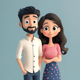 Charming Cartoon Couple Portrait
