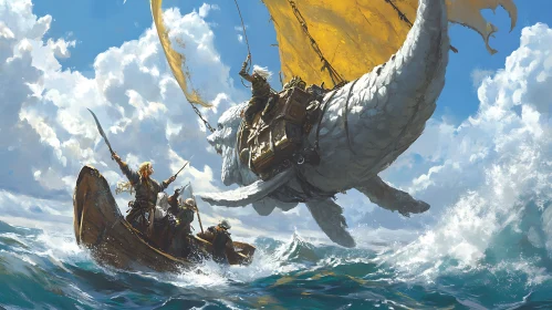 Soaring Whale and Seafaring Crew