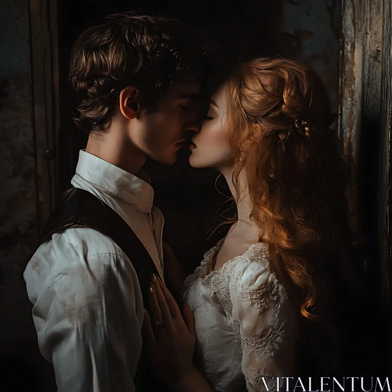 Intimate Embrace: A Couple's Kiss