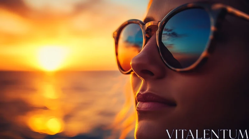 Sunset Reflection Woman Portrait