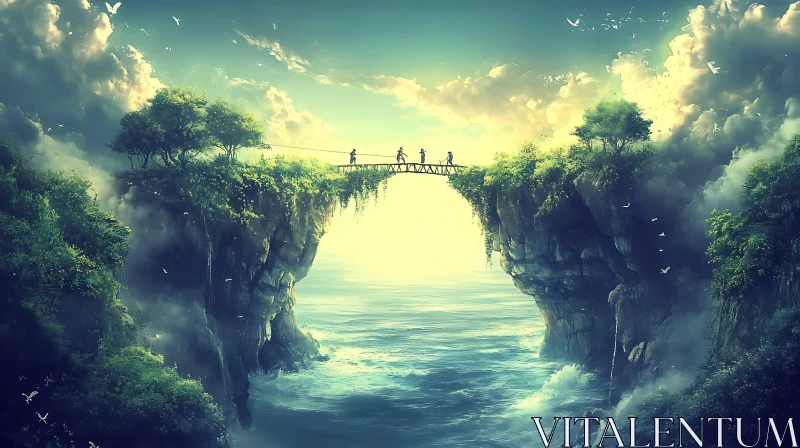 Cliffside Bridge Crossing at Sunset