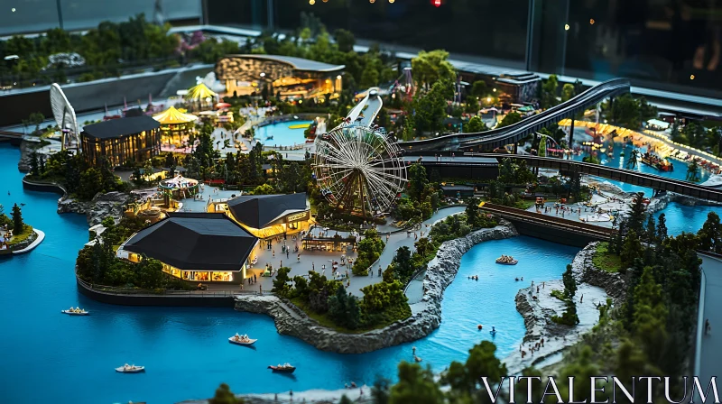 Detailed Miniature Amusement Park Scene