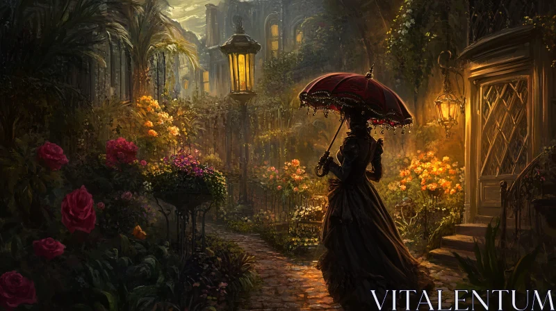 Victorian Lady in a Flower Garden