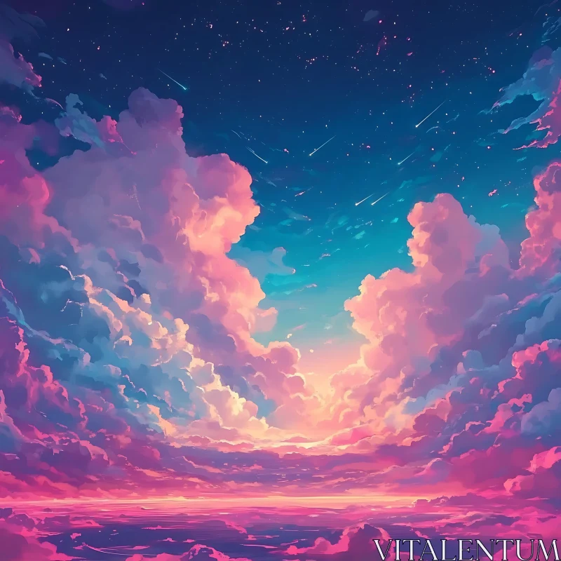 Dreamy Pink and Blue Cloudscape