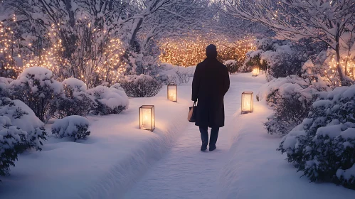 Snowy Path with Lanterns