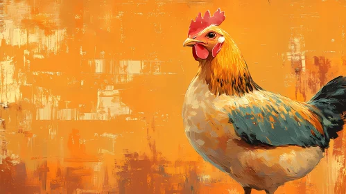 Colorful Rooster Art on Textured Canvas