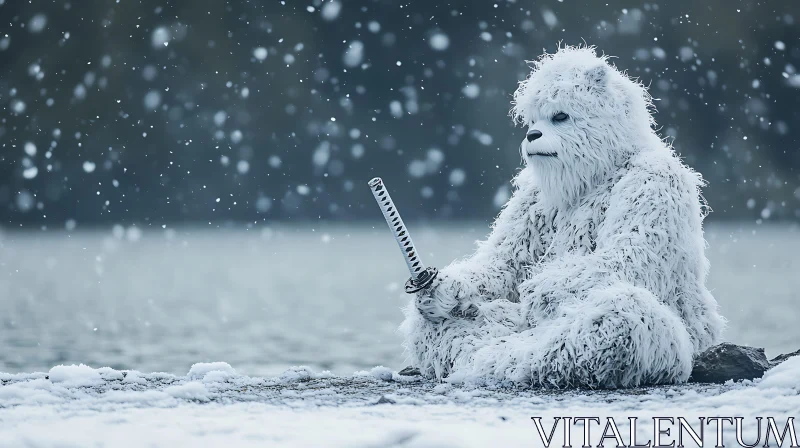 Snowy Yeti Warrior with Sword