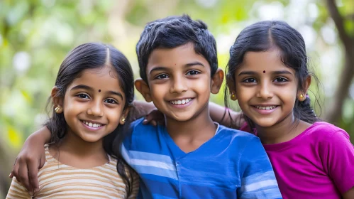Three Happy Children Portrait