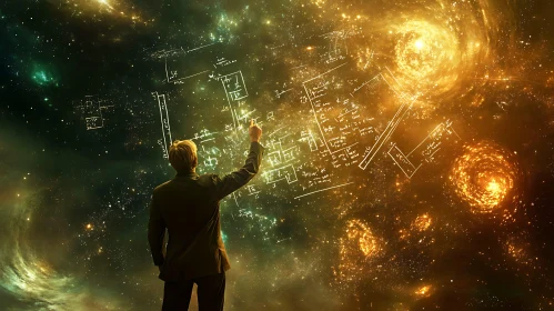 Man Sketching Plans in the Galaxy