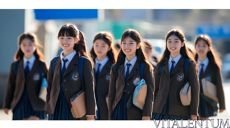 Smiling Students in School Uniforms