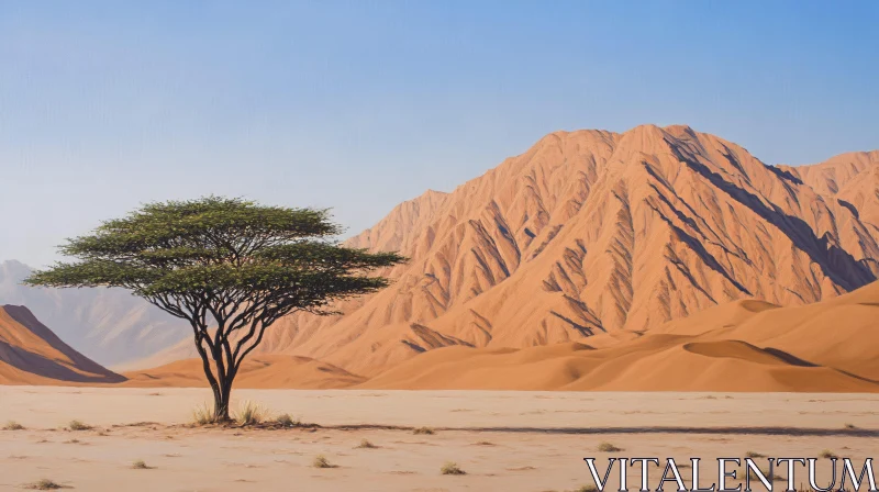 Alone Tree Amidst Desert Sands