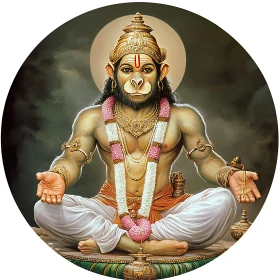 Hanuman in Meditation - Hindu God Artwork