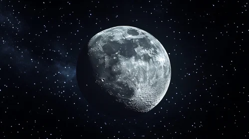 Lunar Sphere Amidst Starry Expanse