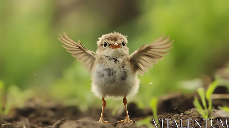 Tiny Bird Spreading Wings