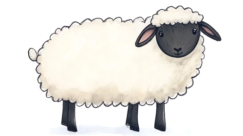 Cute Sheep Cartoon Illustration
