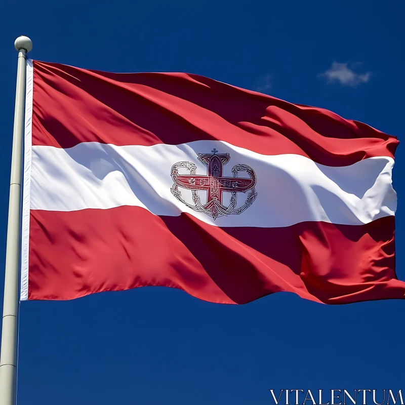 Flag with Emblem Waving in the Wind