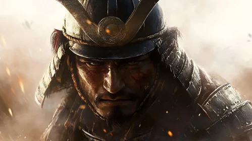 Close-Up of a Battle-Hardened Samurai