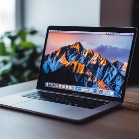 Modern Laptop with Scenic Mountain Wallpaper