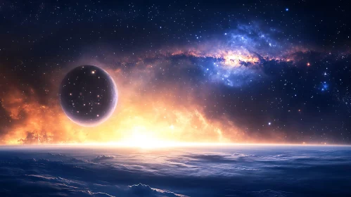 Cosmic View: Planet and Nebula