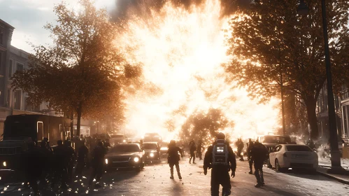 City Street Explosion Scene