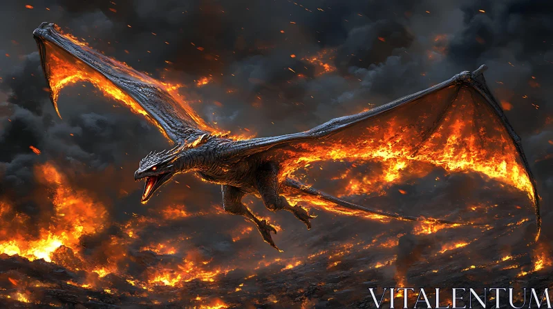 Dragon engulfed in flames