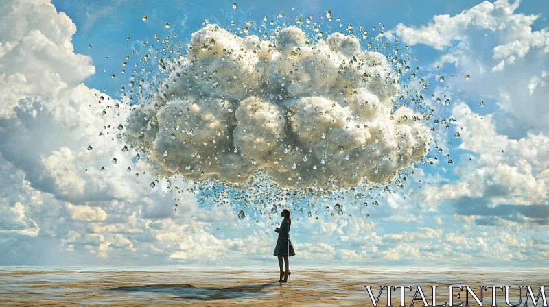 Dreamy Cloudscape with Woman Silhouette